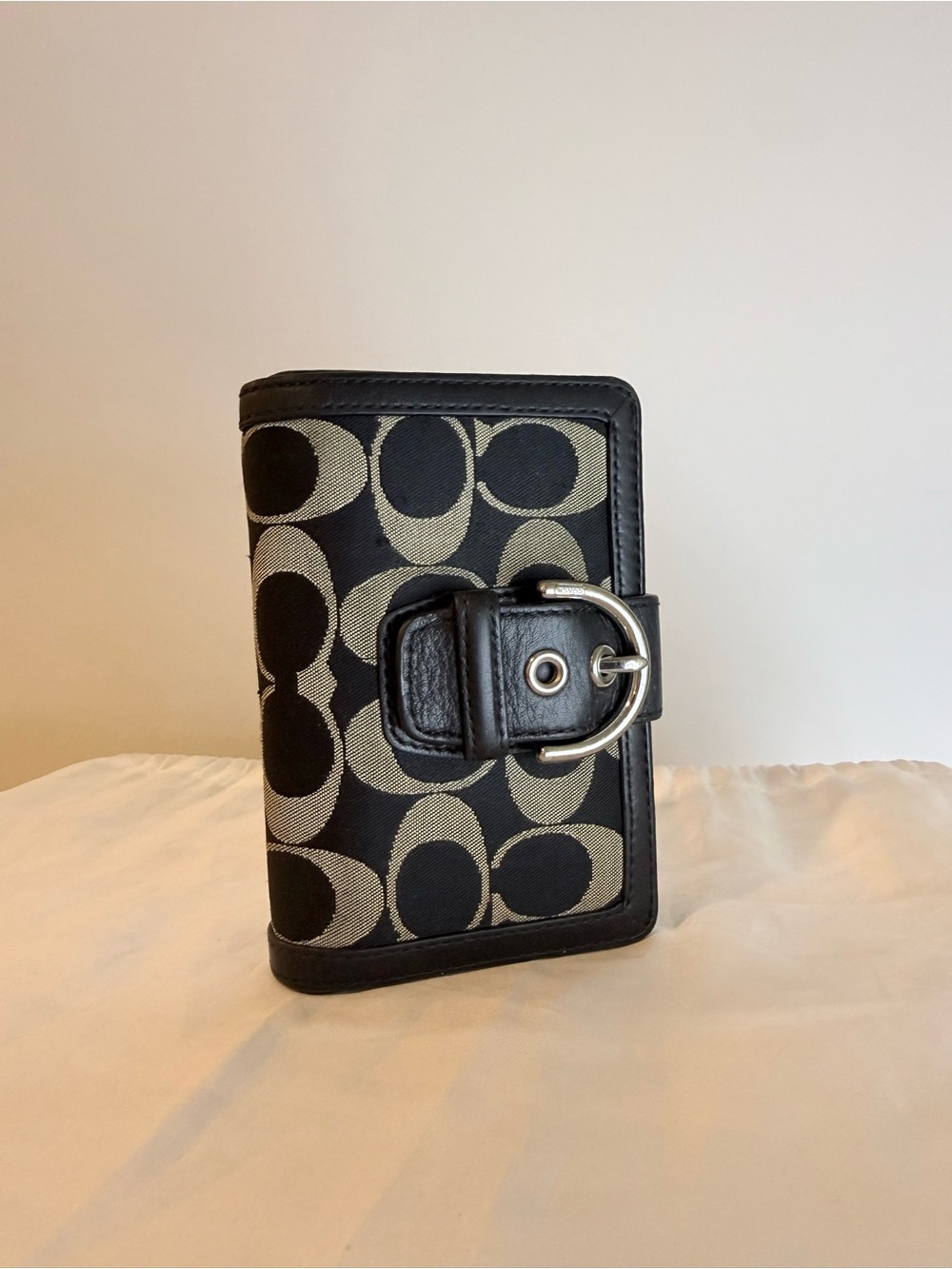 Coach Y2K Signature Canvas Leather Wallet/Clutch- Black/White